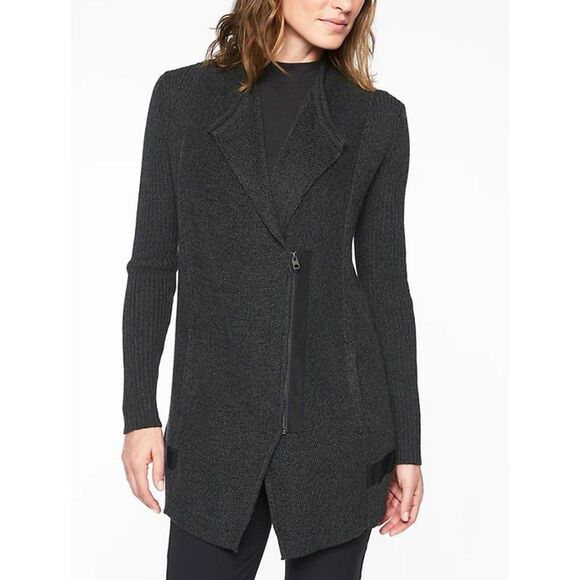 Athleta Black Thermolite Sentinel Merino Wool Cardigan XS Chunky Cabincore Lodge - Picture 15 of 15